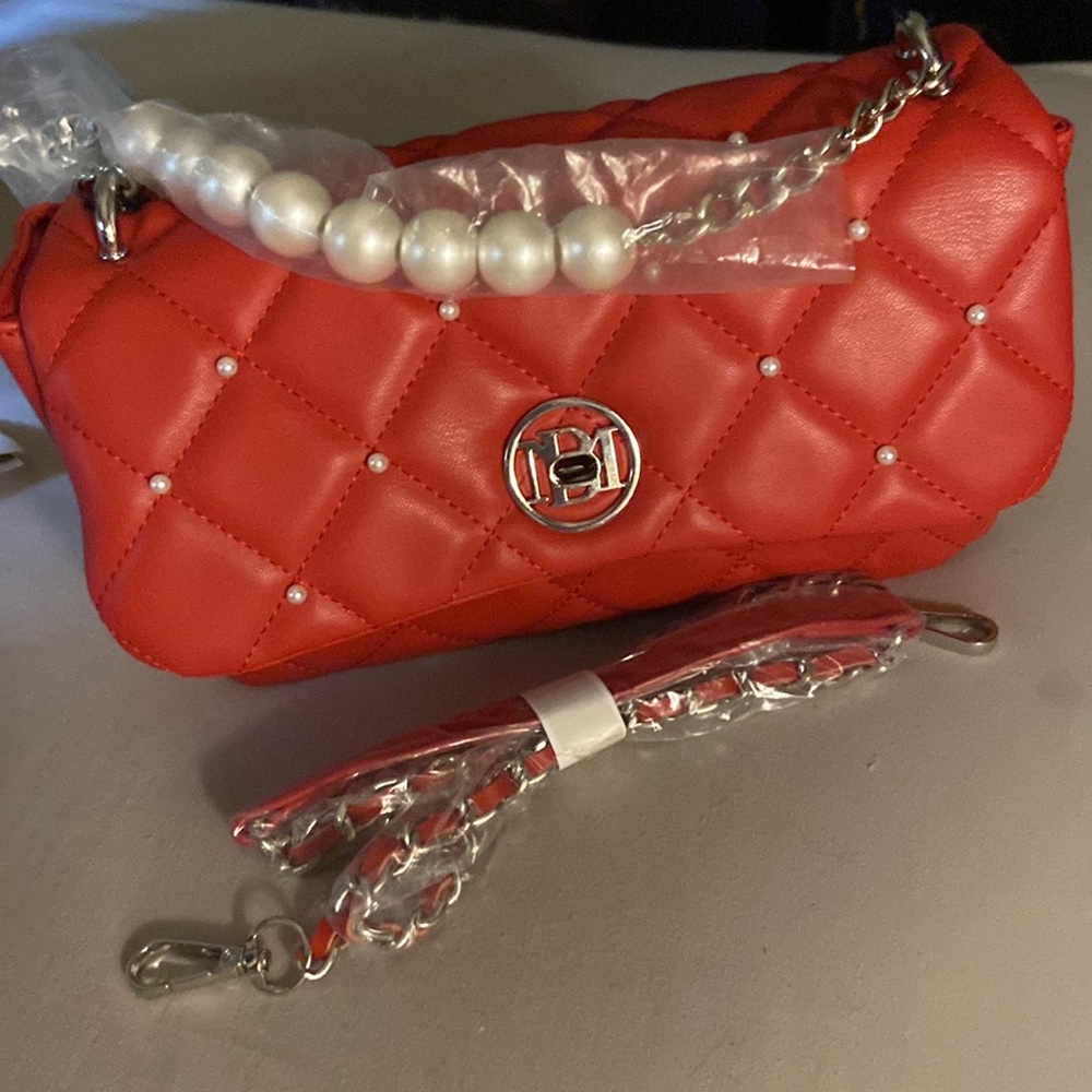 NWT STUDIO BADGLEY MISCHIA hand bag shoulder  pearl handle purse